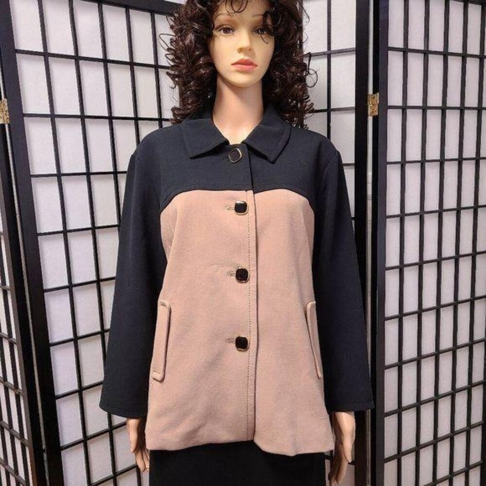 Banana Republic Jacket Tan & Black Colorblock Size XL Button Front Career Blazer